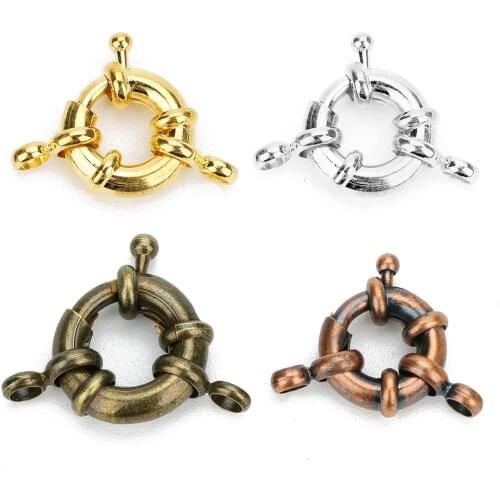 5pcs/bag Rhodium Color 13mm Copper Round Claw Spring Clasps Suitable For Bracelet Necklace Jewelry Making Accessories