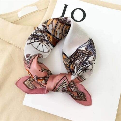 New 100% Real Silk Scarf Print Women Neck Cover Small Scarves for Hair Foulard Luxury Brand Female Kerchief Bandana 2021