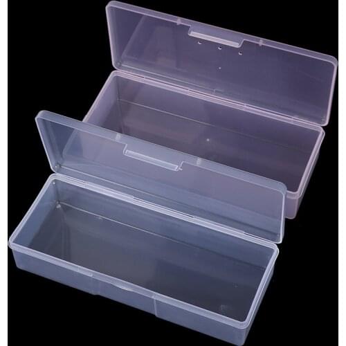 1PC Cheap Nail Art Rectangle Plastic Transparent Storage Box Nail Rhinestone Brush Container Case Jewelry Beads Storage Boxes