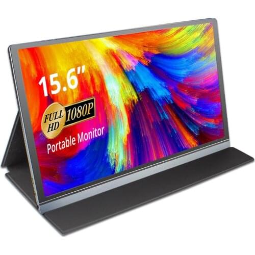 15.6 Inch Portable Monitors Full HD IPS 15.6 LCD Monitor Screen 1920*1080 Computer Monitor with Leather Case for RPI Laptop
