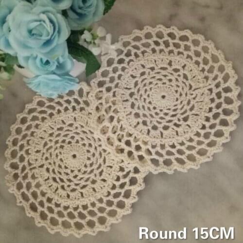 15CM Round Hollow Out Mantel Individual Table Coaster Mat Handmade Crochet Flowers Dining Doily Wedding Home Kitchen Cup Pad