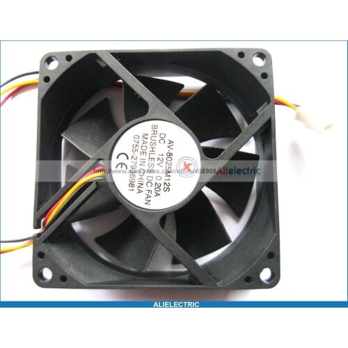 2 Pcs Brushless DC Cooling 7 Blade Fan 8025s 12V 80x80x25mm 3 Wires