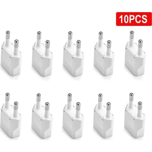 4.8mm EU Plug Adapter Travel Adapter CN US To EU KR Euro Black/White Power Adapter Electrical Plug Converter Sockets Outlet