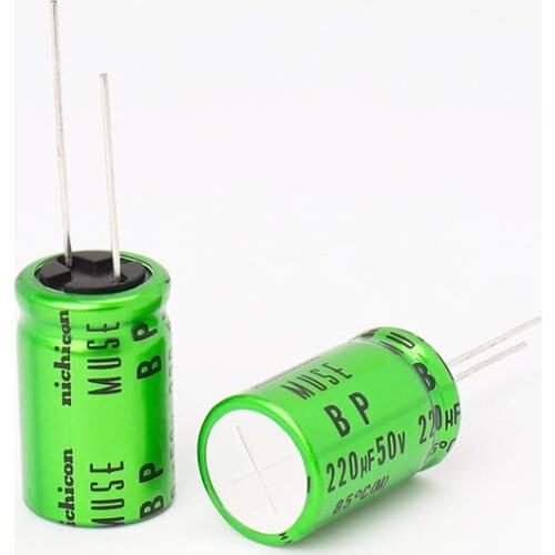 4 Pieces Nichicon Copper Feet Audio Non Polar Coupling Filter Capacitor BP 220UF 50V MUSE 50V 220UF 16x25mm