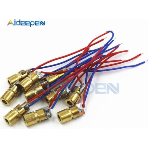 5Pcs/lot DC 3V 5V 650nm 6mm 5mW Adjustable Laser Dot Diode Module Red Copper Head Laser Diode Mini Laser Pointer