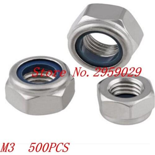 50pcs/lot DIN985 m2 m2.5 M3 m4 m5 m6 m8 Stainless Steel A2 Nylon Lock Nut