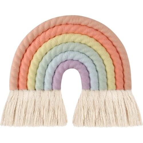 6 Layers Macrame Rainbow Wall Decor for Bedroom Nursery Baby Kids Rooms Colorful Tapestry Rope Woven Tassel Wall Hanging Toys