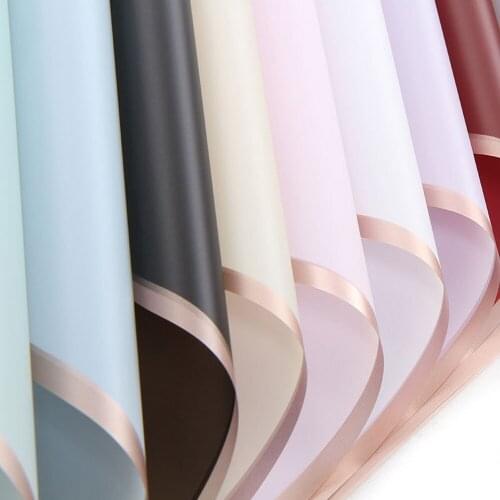 5/10/20Pcs Golden Border Rose Flower Wrapping Paper Waterproof Half Transparent Gift Wrap Florist Bouquet Packaging Supplies