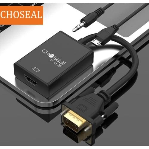 CHOSEAL 1080P VGA to HDMI-compatible Adapter Female to VGA Male Adapter Converter with Audio ForLaptop Notebook HDTV Project