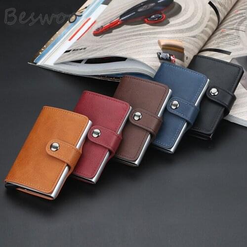 RFID Anti-theft Card Holders Women Purses PU Leather Wallet for Men Fashion Business Short Money Bag Smart Wallets Card Purses
