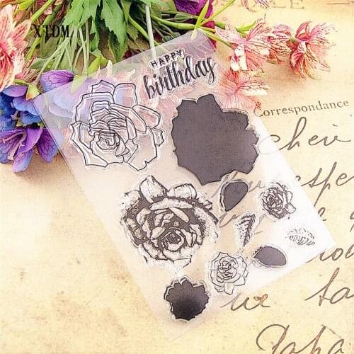 Hot sale birthday flrower Transparent Clear Stamps / Silicone Seals Roller Stamp for DIY scrapbooking photo album/Card Making
