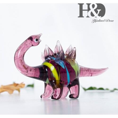 H&D Dinosaur Figurine Mini Animal Collectible Statue Art Glass Miniature Animals Collection Gift,Dollhouse Miniatures Home Decor