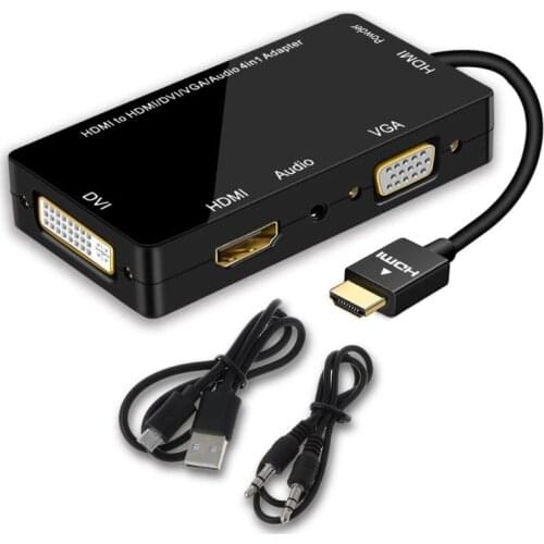 HDMI-compatible Splitter to HDMI-compatible DVI VGA Audio Converter Gold-plated Jack 4K for Laptop Computer HDTV PS3 Multiport 4