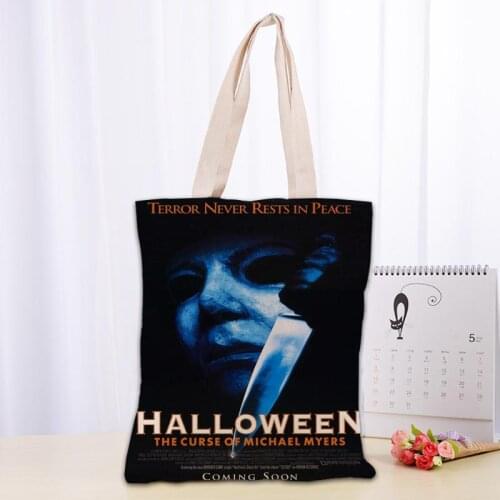 Hot Halloween party Canvas Tote Bag Fashion Durable Women Student Cotton Linen Handbag Printed Shopping Bags Custom logo