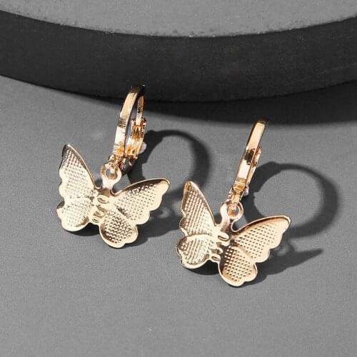Sweet Butterfly Hoop Earring Fashion Exquisite Metal Butterfly Ear Jewelry For Women Girls Birthday Gift Butterfly Earring