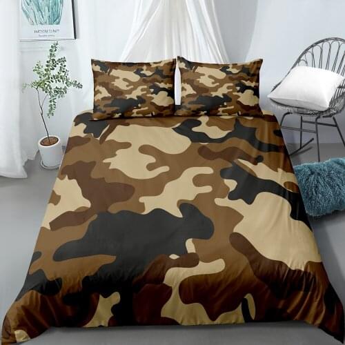 3D Print Duvet Cover Sets Dropshipping 2/3pcs (Single1Pillowcase) Cool Boy Girl Kid Camouflage With Pillowcase Multicolor NO12