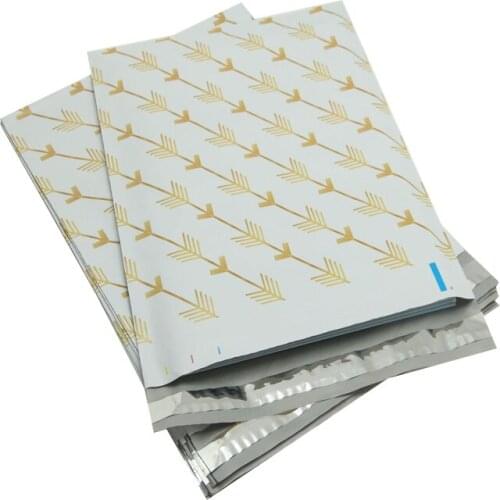 100PCS 10x13inch Printing Poly Mailer 26x33cm Gold Arrows Pattern Poly Mailer Self Seal Envelopes Shipping Packaging bags