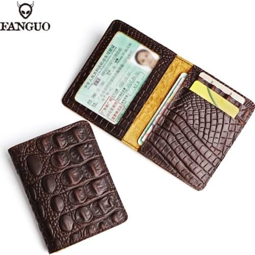 Handmade Crocodile Pattern Card Case Genuine Leather Car Auto Documents Drivers License Holder Credit Card Wallet For Men