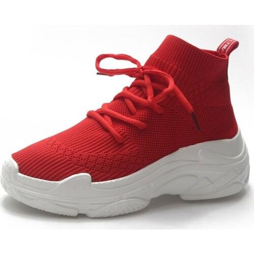 High Top Breathable Stretch Socks Running Shoes for Women Outdoor Platform Elastic Sneakers Woman Jogging Sports Shoes Boots