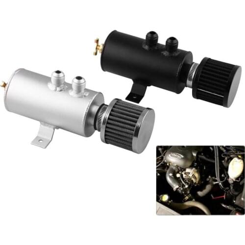 Car Motorcycle Oil Catch Can 2 Port Aluminium Baffled Engine Oil Catch Tank 2 AN10 Oil Tank With Filter For Universal Vehicle