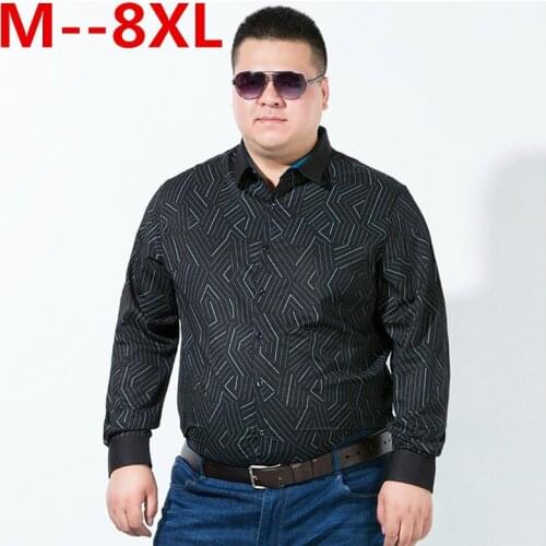 Plus size 10XL 8XL 6XL 5XL Men Casual Shirts American Style Floral Men Shirts Long Sleeve Designer Printed Leisure Male Shirts