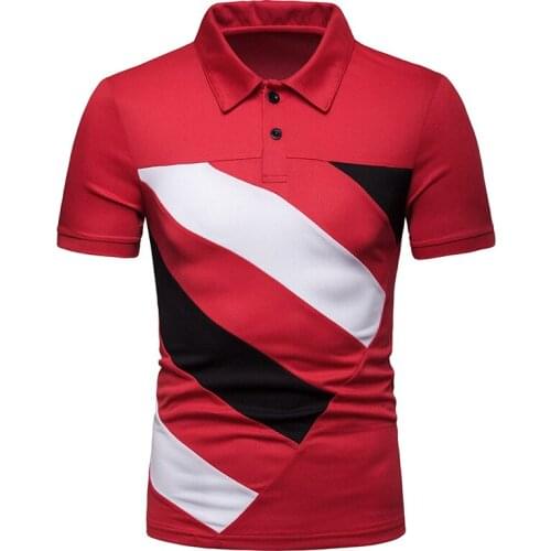 Mens Short Sleeve Loose Polyester Leisure Fashion Color Matching European Yards Polo Shirts