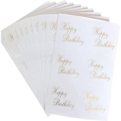 60pcs Round Transparent Design Happy Birthday Seal Stickers Creative DIY Deco Gift Sticker Waterproof Label For Cake Carton