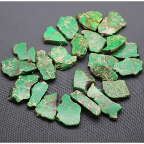 Natural Green Imperial Stone Sediment Slice AAA Quality Top Drilled Slab Beads Accessories Jewelry for Fashion Ladies