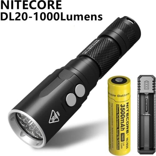 NITECORE DL20 Diving light White Red Light 1000Lumens 100M Submersible IPX8 Rating Double Waterproof Flashlight Underwater