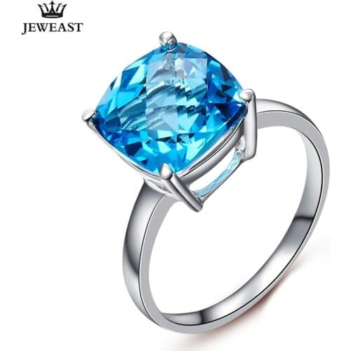 LSZB Natural topaz 18K Pure Gold 2020 New Hot Selling Top Ring Women Heart Shape Ring For Ladies Woman Genuine Jewelry