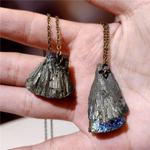 1pcs Black Natural Ore Raw Stone Necklace Irregular Shape Pendant Necklace Drop Shipping Gift