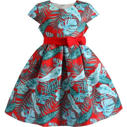 Hawaii Style Girls Dress Floral Cotton Sashes Toddler Summer Outfit Fashion Childrens Princess Kids Clothes