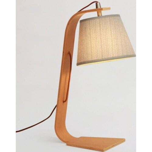 Nordic Wood Cloth Table Lamp Japanese Style LED Bedroom Bedside Lamp Study Desk Reading Desk Lamp Living Room Home Deco Lighting