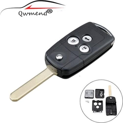 QWMEND 3 Buttons Car Remote Flip Key Fob Case Shell Upgrade For Honda for Civic for Accord Jazz CRV Car key shell