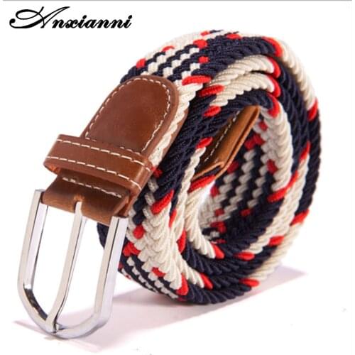 Anxianni New 39 Color Stretch Woven Elastic Belt Wholesale Mens Womens Belt Canvas Belt