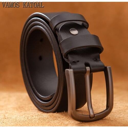 VAMOS KATOAL Brand 100% genuine leather mens pin buckle luxury mens belt mens leather belt business necessary belt