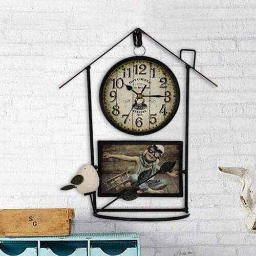 Retro Vintage Hanging Clocks Country House Design Antique Iron Clocks Mute Desktop Alarm Clocks for Living Room Home Decor