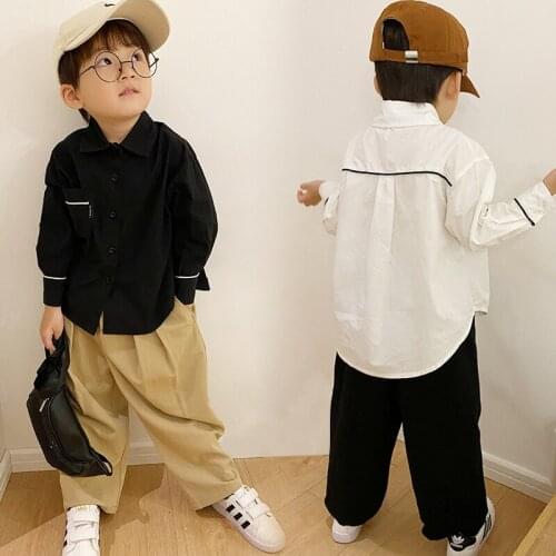 Spring Summer Boys Blouses Shirts Kids Children Clothing Top Overcoat Formal Sport Beach Cotton Long Sleeve High Quality