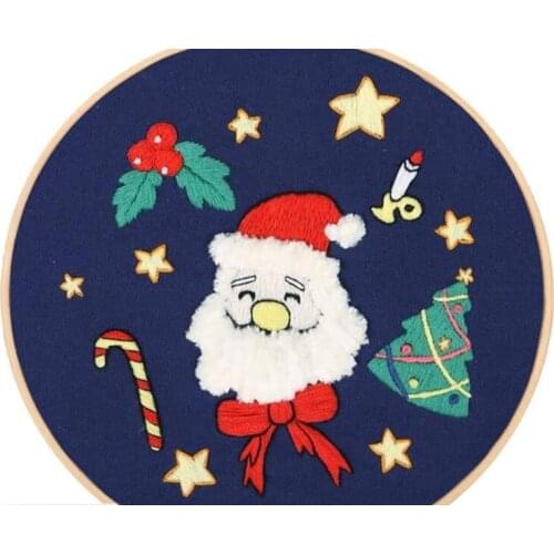 Embroidery Starter Kit, DIY Stamped Cross Stitch Kit with Christmas Pattern Instructions Circle Hoop and Color Threads