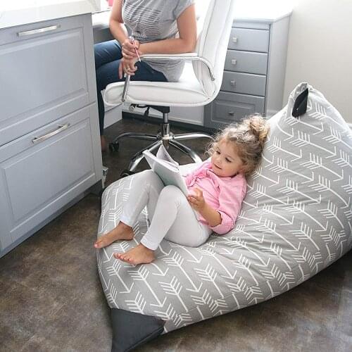 Plush Toy Storage Bag Home Storage Stool Diamond Belt Handle Canvas Bag Striped Bean Chair Home Clothes Storage