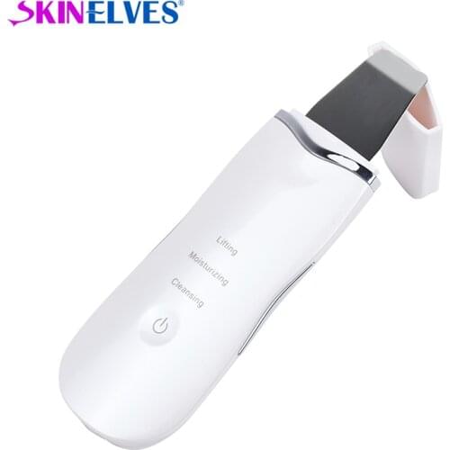 Ultrasonic Skin Scrubber Machine Facial Spatula Cleaner Face Cleaning Cavitation Peeling Black Skin Scrubber