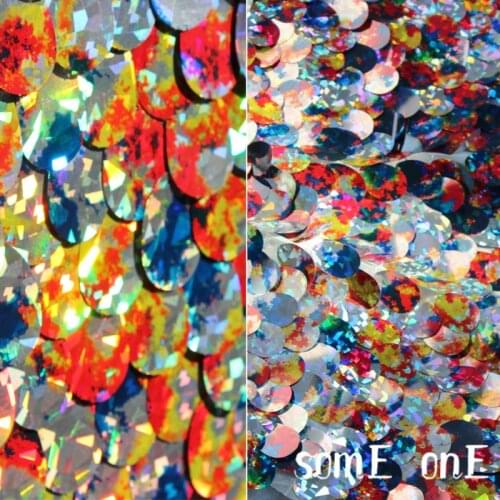 Colorful Oval Sequins Mesh Tulle Fabric DIY Background Decor Props Stage Clothes Skirt Dress Designer Fabric