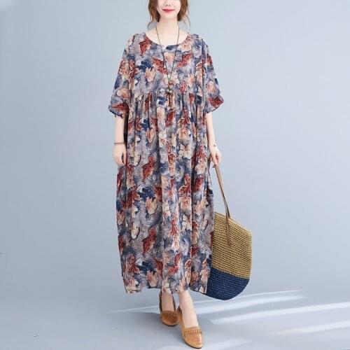 Loose Sunderess 2021 New Arrival Thin Soft Cotton Linen Oversized Summer Dress Women Travel Casual Long Maxi Women Beach Dress