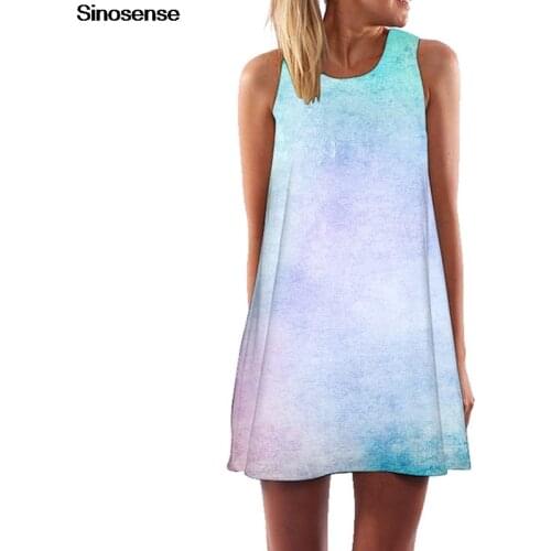 Women Tie Dye Print Dress Sexy Sleeveless Tunic Tank Loose A-Line Dress 2020 Summer O-neck Elegant Party Beach Mini Dress