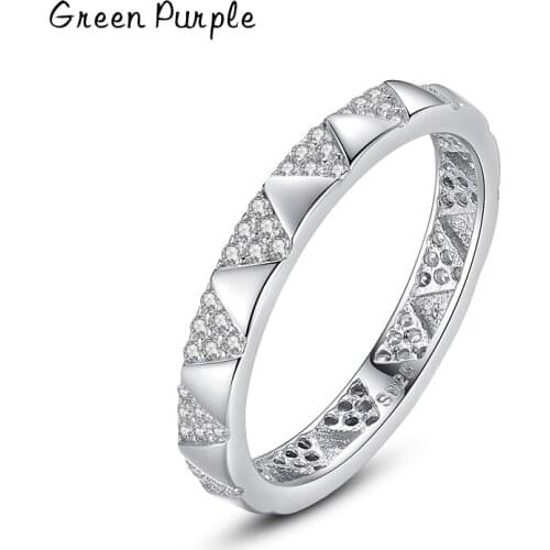 Ring Genuine 925 Sterling Silver Popular European Classic Triangle Stackable Rings for Women Fashion Finger Rings Fine Jewelry