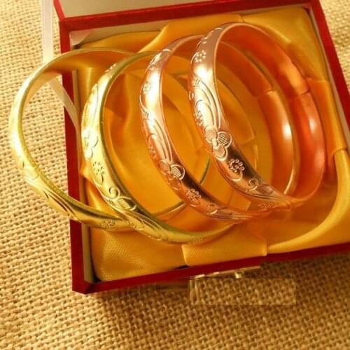 1 Pair Pure Brass Copper Bracelet Round Authentic Quality Genuine Good Fortune Luck Gift Handmade