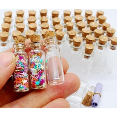 10pcs Mini Small Tiny Clear Cork Stopper Glass Bottles Vials JK0912 Wholesale D1C9