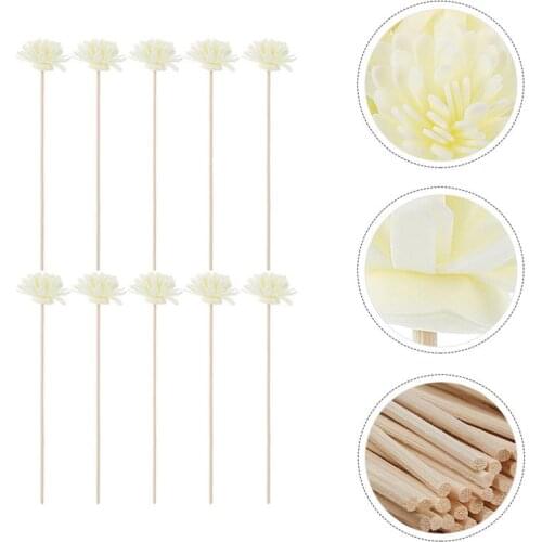 10Pcs Diffuser Replacement Stick Wood Rattan Reeds Diffuser Flower Sticks Aroma Rattan Sticks with Flower Aroma Accessories