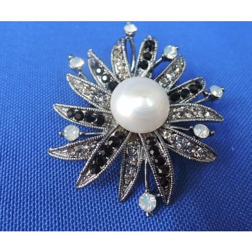 100% nature freshwater pearl brooch -very fashion high quality, 14-15 mm big pearl