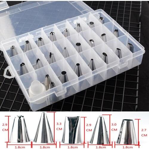 24 Pcs Large Stainless Steel Icing Piping Nozzles Pastry Tips Set For Dessert Cake Decorating Sugar Craft Tool With Storage Box